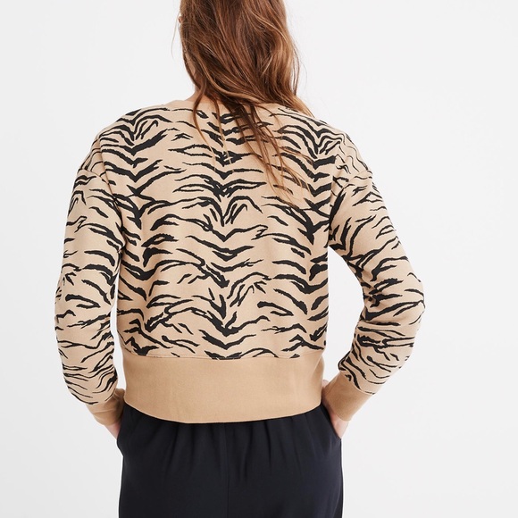 Madewell NWT crop shrunken tiger stripe sweatshirt - Picture 10 of 11